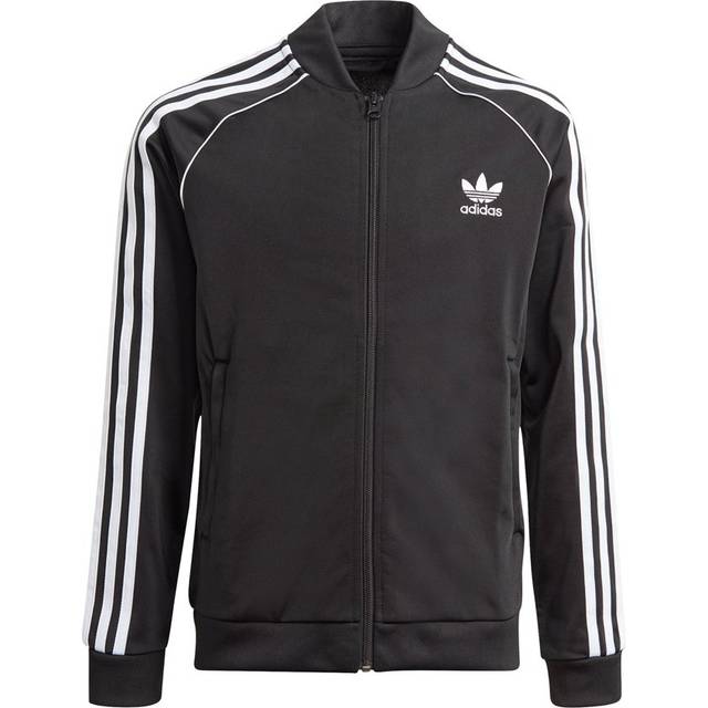 adidas Originals Childrens Unisex Adicolor SST Track Jacket - Black/White Recycled Material - Size 7-8Y