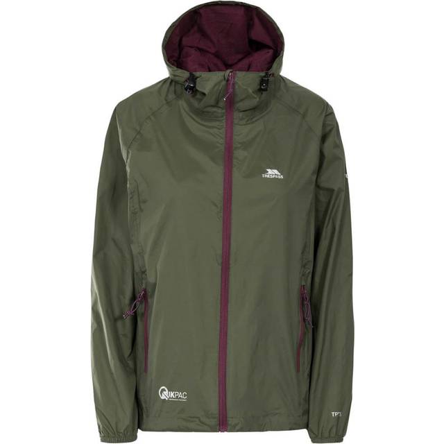 (12, Moss) Trespass Womens Waterproof Jacket Packaway Qikpac