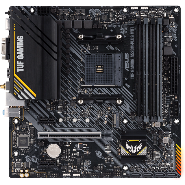 ASUS TUF Gaming A520M-PLUS WiFi Micro-ATX AMD B550 Ryzen AM4, M.2, Wi-Fi 802.11ac, SATA 6 Gbps, USB 3.2 Gen 1, SATA 6 Gbps och 2 Gen adresserbara aura-kontakter