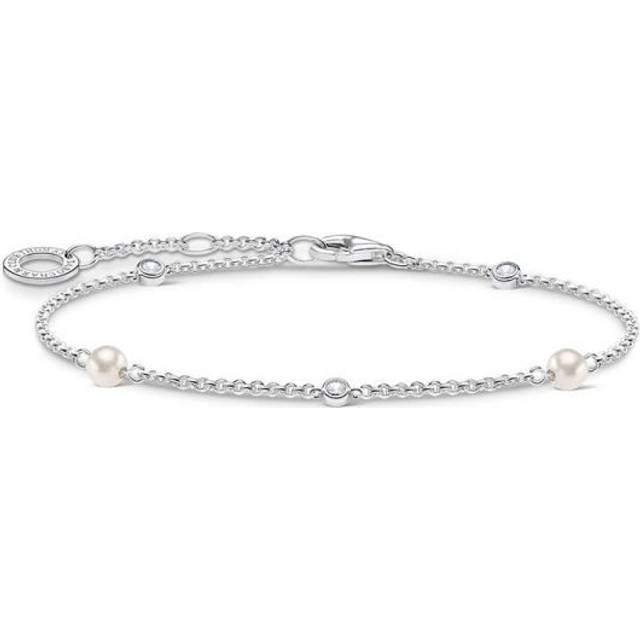 THOMAS SABO Charm Club Cubic Zirconia & Fresh Water Pearl Bracelet, Silver