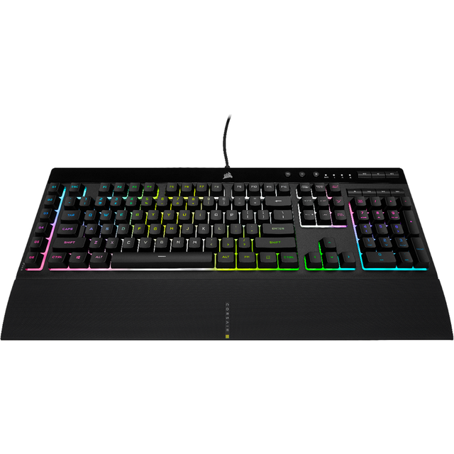 Corsair K55 RGB PRO XT - Dynamisk RGB-Bakgrundsbelysning - Sex Maxtangenter Med Elgato Stream Deck Software Integration - IP42 Damm- Och Spilltålig - Löstagbart Handflatorstöd - Svart