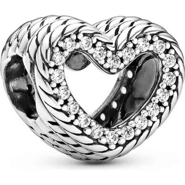 Snake Chain Pattern Open Heart Charm