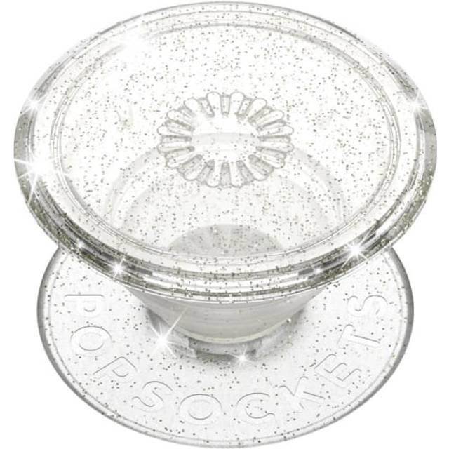 POPSOCKETS PopGrip Swappable Phone Grip - Glitter Silver, Clear,Silver/Grey