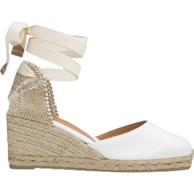 CastaÃ±er Women's Ivory Canvas Carina Wedges Sandal in White | Size 36 | 20964203 Color IVORY (36)