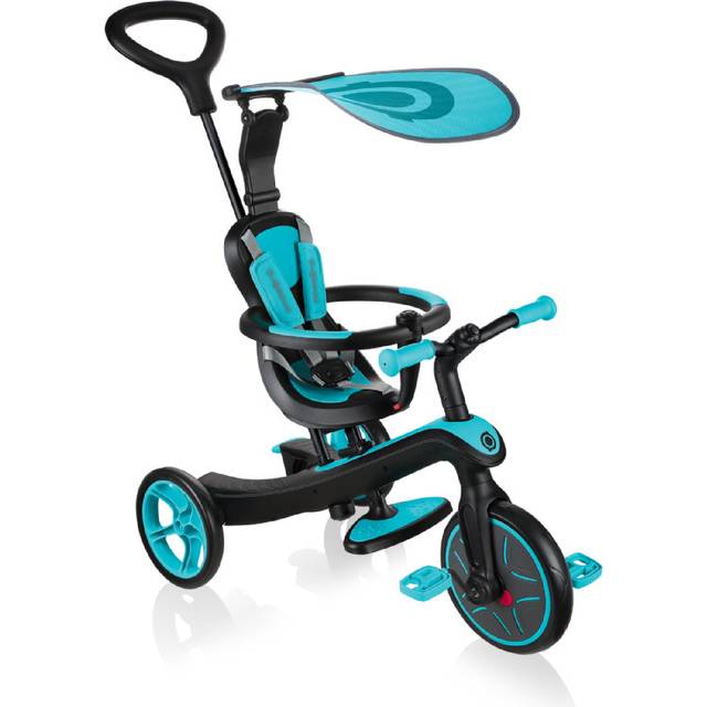 Globber - EXPLORER TRIKE 4 i 1 - Skalbar trehjuling och balanscykel för småbarn i åldern 10 m+ till 5 år +, ankblå