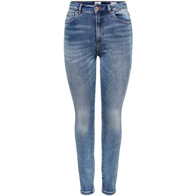 ONLY Dam skinny jeans ONLMILA hög midja skinny fit jeans, Blå (Mellanblå Denim Mellanblå Denim), 32
