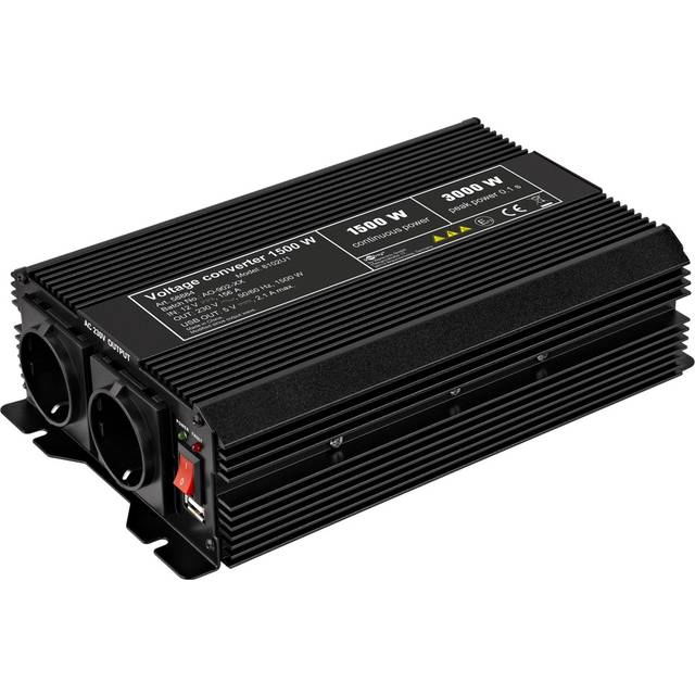 Goobay Inverter til bil 12V til 230V, 1500W/3000W Modificeret sinus