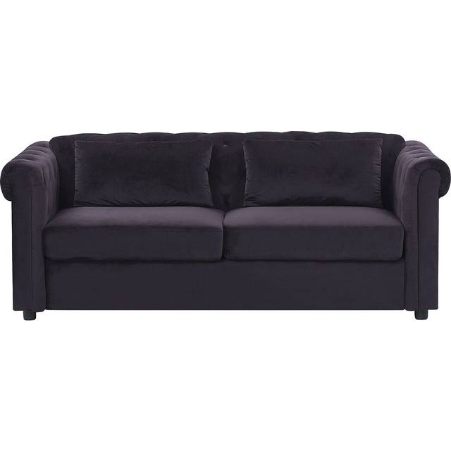 Beliani Velvet Sofa Bed Blue Chesterfield, Blue
