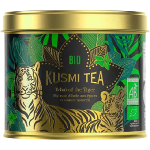 Kusmi Tea - Tchaï of the Tiger - Ekologiskt indiskt svart te med kryddor - Chai - Smaksatt svart te - Skapat i samarbete med WWF - Metalltin 100g - Rymmer ca 50 koppar