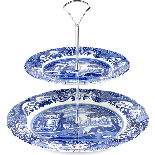 Blue Italian 2-Tier Cake Stand (21cm H X 27cm W X 27cm L)