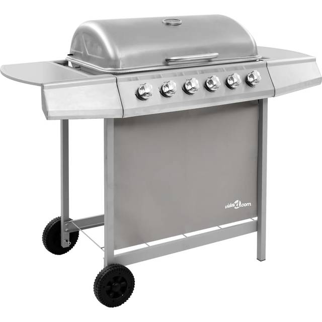 vidaXLGas BBQ Grill with 6 Burners Black and Silver Barbecue Outdoor Cooker