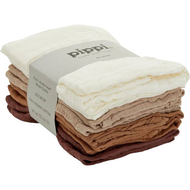 Pippi babywear kinder windel organic muslin cloth (8er pack) dress blues-65x65 c