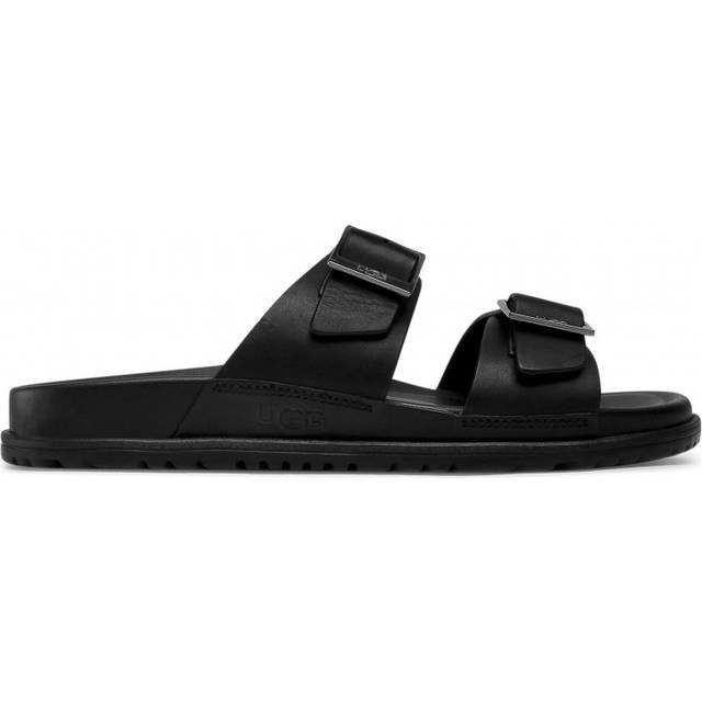 UGG® Wainscott Buckle Slide for Men in Black, Size 7, Leather - Black Leather
