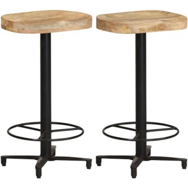 vidaXL Bar Stools 2 pcs 66 cm Solid Mango Wood - Brown