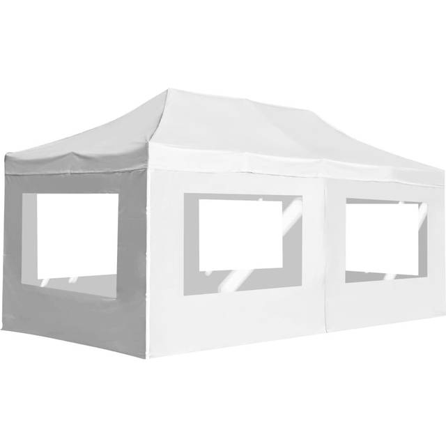 vidaXL Hopfällbart partytält med väggar aluminium 6x3 m vit