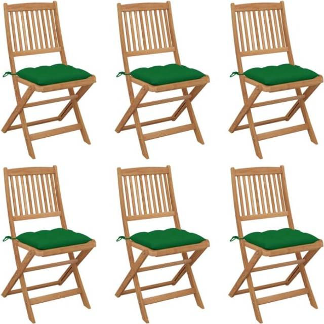 vidaXL 6x Solid Acacia Wood Folding Outdoor Chairs Wooden Garden Dining Seat