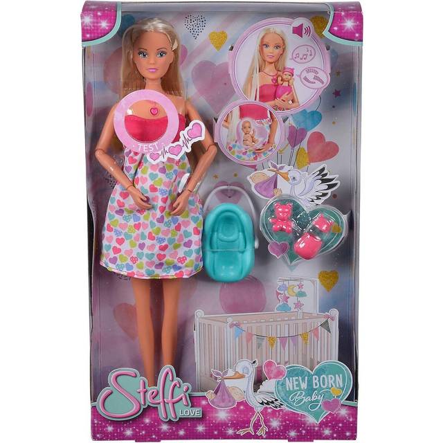 Simba Steffi Love 105733480 Baby Happiness, Pregnant Doll with Baby and Great Sounds, Baby Accessories and Baby Seat