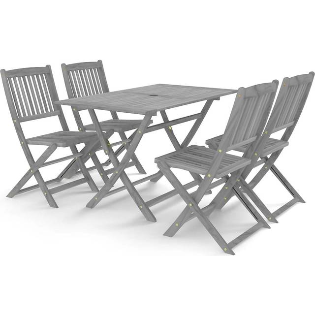 vidaXL Solid Acacia Wood Garden Dining Set 5 Piece Grey Furniture Outdoot