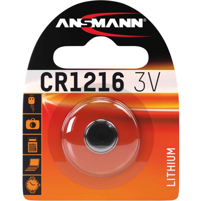 ANSMANN CR1216 Coin Battery [Pack of 1] Lithium 3V Button Cell Ideal For Small Clocks, Cameras, Keyless Remotes, Calculators, and Small Toys