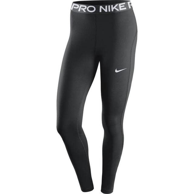 Nike Pro Women's Mid Rise Mesh Paneled Leggings - Black/White