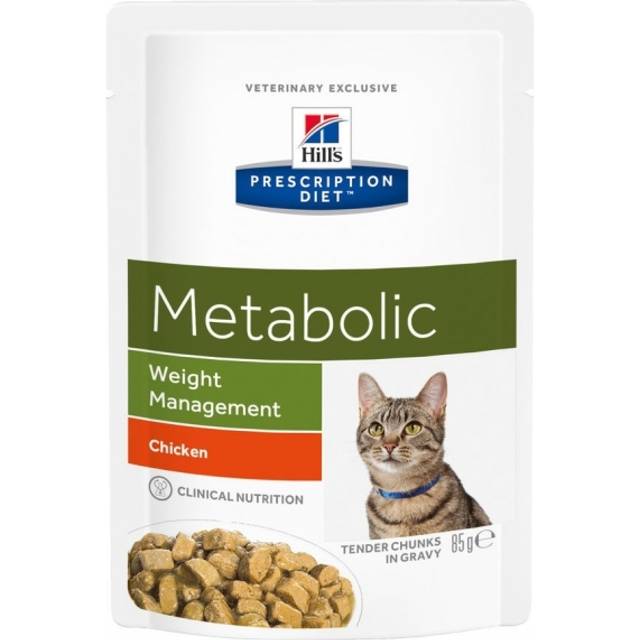 Hill's Prescription Diet Metabolic Weight Management våtfoder katt multipack (påse). Förpackning: 1 låda (12 x 85 g)