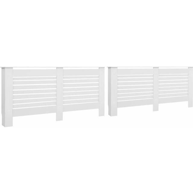 vidaXL 2x Radiator Covers White MDF Living Room Bedroom Heater Cabinet Shelf