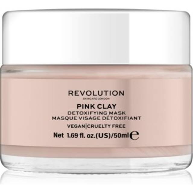 Revolution skin care pink clay detoxifying face mask vegan 50ml- 2 x pack