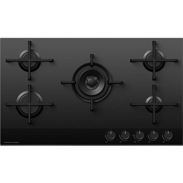 Fisher Paykel CG905DLPGB4 Series 9 90cm 5 Burner LPG Gas On Glass Hob - BLACK