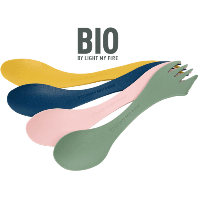 Light My Fire Camping Cutlery - 4 Pack Spork Original Bio - Sporks Plastic Reusable BPA Free - Camping Spork 3 in 1 Camping Spoon - Travel Spork -