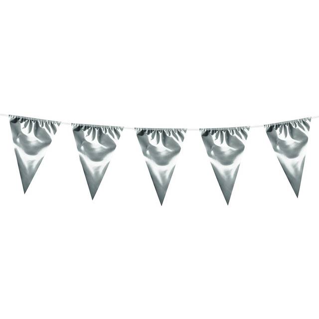 Giant Silver Bunting Pennant Flags 10m Long Garden Party Birthday Decoration