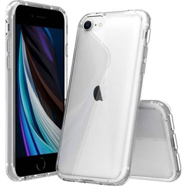 JT Berlin Pankow-Clear skyddsskal för Apple iPhone SE (2020)/8/7 skal transparent (absorberande TPU-ram, reptålig baksida av akrylglas, fingeravtrycksavtryck)