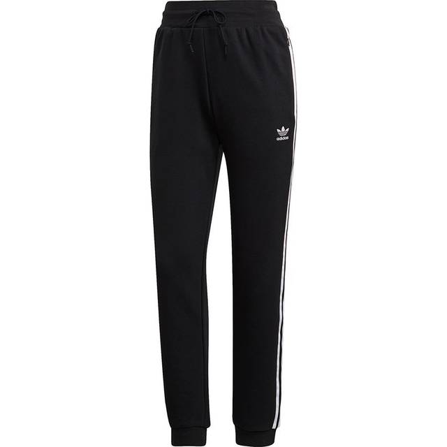 adidas Originals Womens Slim Cuffed Joggers in Black-White Cotton - Size 4 UK - Black/White