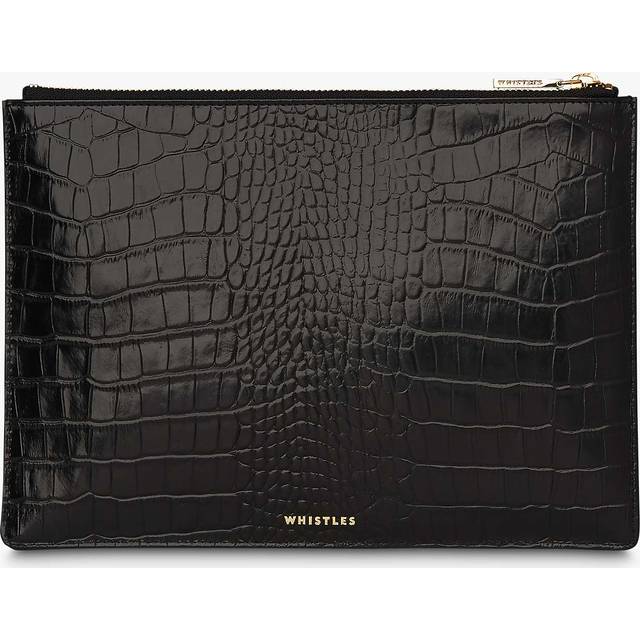 Whistles Shiny Croc Zip Leather Purse