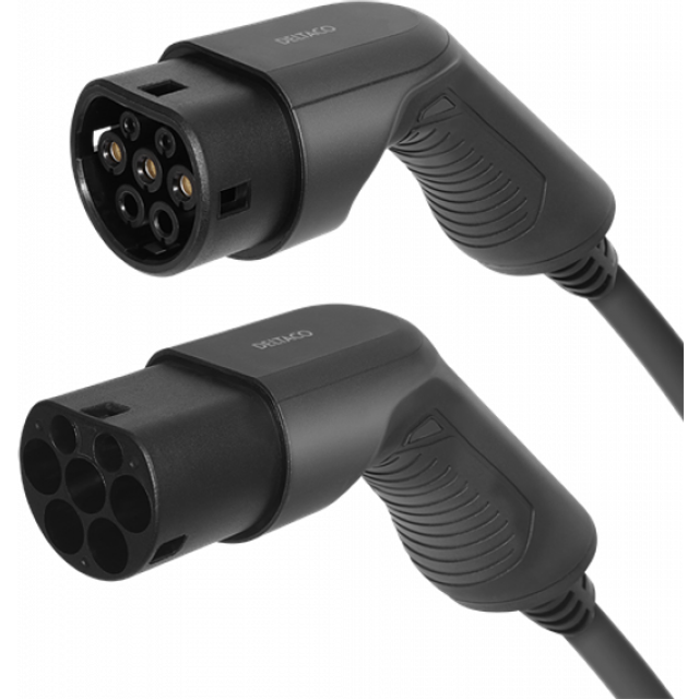 DELTACO Typ 2 elbils-laddningskabel för elbilar och hybridfordon, elbilladdare Mennekes-kabel, kompatibel med ID.3, ID.4, Zoe, E-Tron, modell S/3/X/Y, Leaf, 1-fas, 32 A | 7,6 kW, 7 meter
