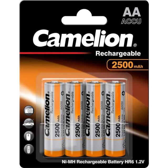 4 camelion aa rechargeable batteries accu hr6 2500mah 1.2v 4bl with box case