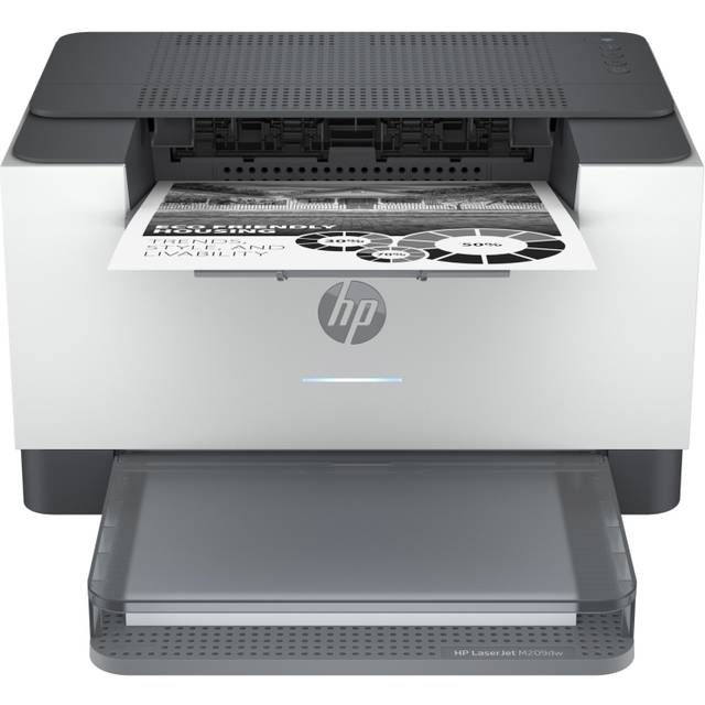 HP LaserJet M209dw laserskrivare svartvit, dubbelsidig utskrift, Wi-Fi, dubbla band, USB, HP Smart App, LED-kontrollpanel