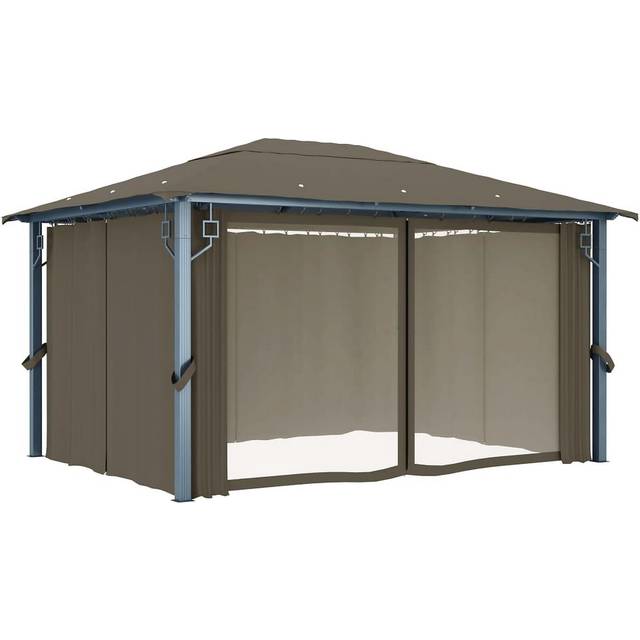 vidaXL Gazebo with Curtain 400x300 cm Taupe Aluminium