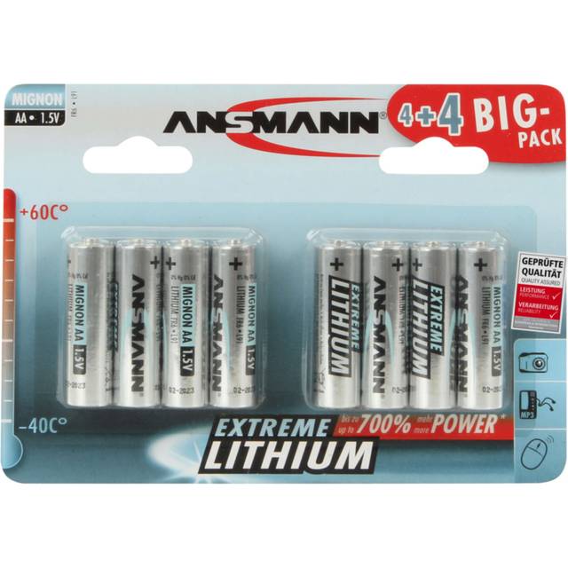 Ansmann Extreme Lithium Range 8 x AA Batteries