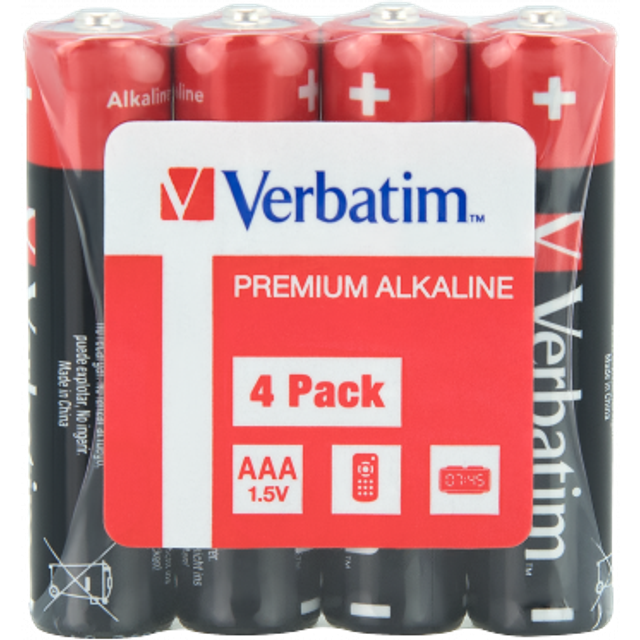 Verbatim AAA Alkaline Batteries (4 Pack) 49500