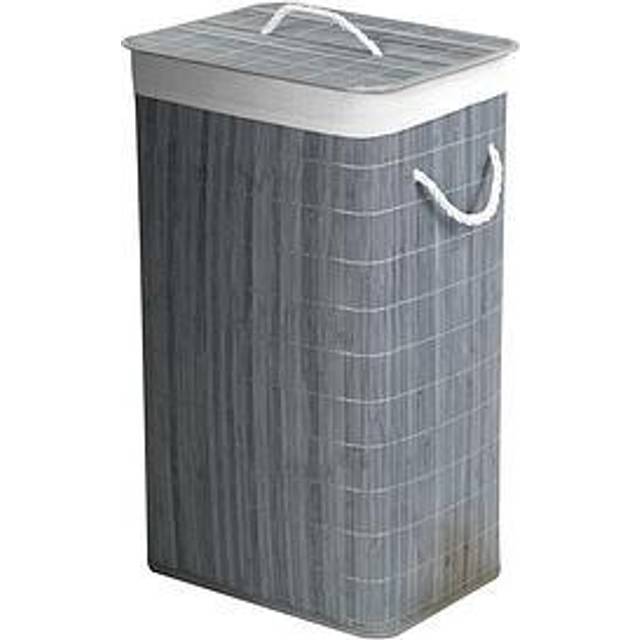 Natural Bamboo Laundry Basket Eco Friendly Hamper Rectangle 60cm - Grey