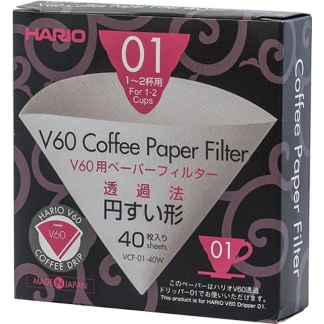 Hario V60 Papir Filter 1 kop 40 stk - Hvid