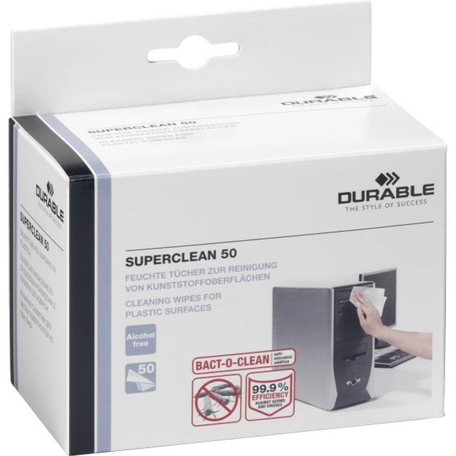 Durable Super Clean Anti-Static Biodegradable Tech Cleaning Wipes, 50 Sachets
