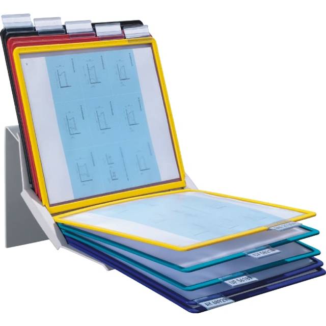 Durable 557900 multifunktionellt blädderpanelställ VarioPro 10 med 10 A4-fickor i olika färger