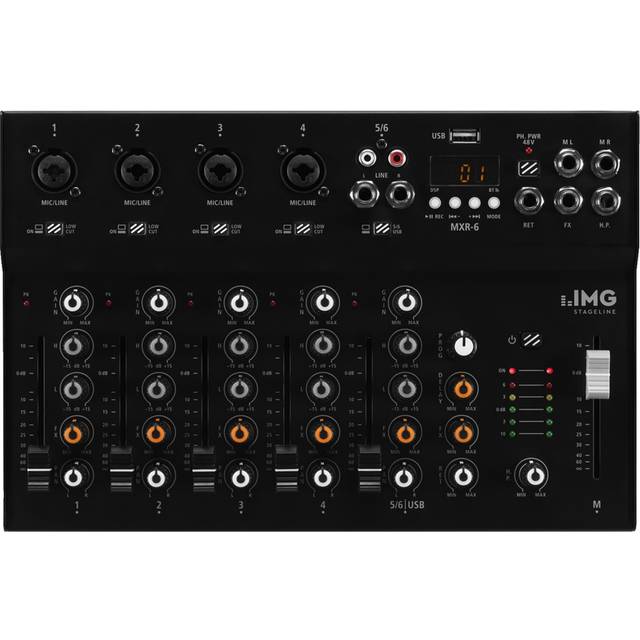 IMG Stageline MXR-6 ljudblandare USB ljud gränssnitt inspelning Bluetooth-effekter studio