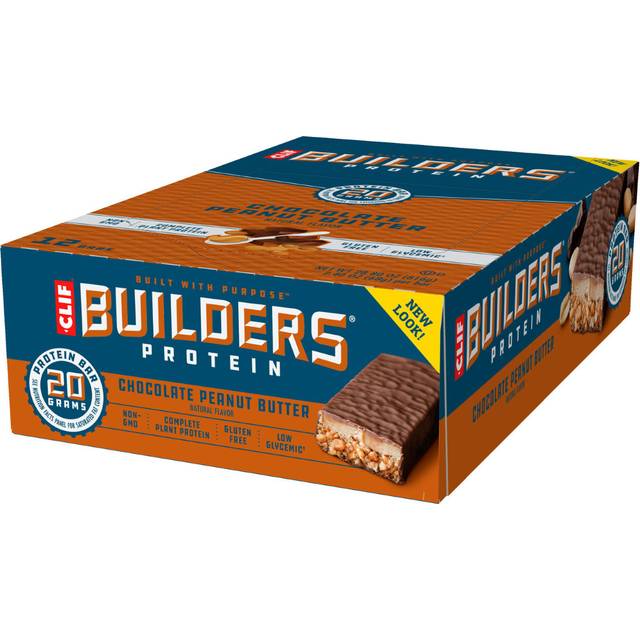 Clif Gluten Free Builders Plant-Based Protein Bars Chocolate Peanut Butter 12 Bars