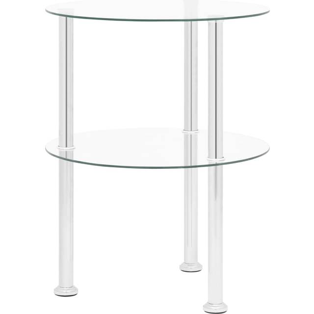 vidaXL Sidobord med 2 hyllplan genomskinligt & svart 38 cm härdat glas