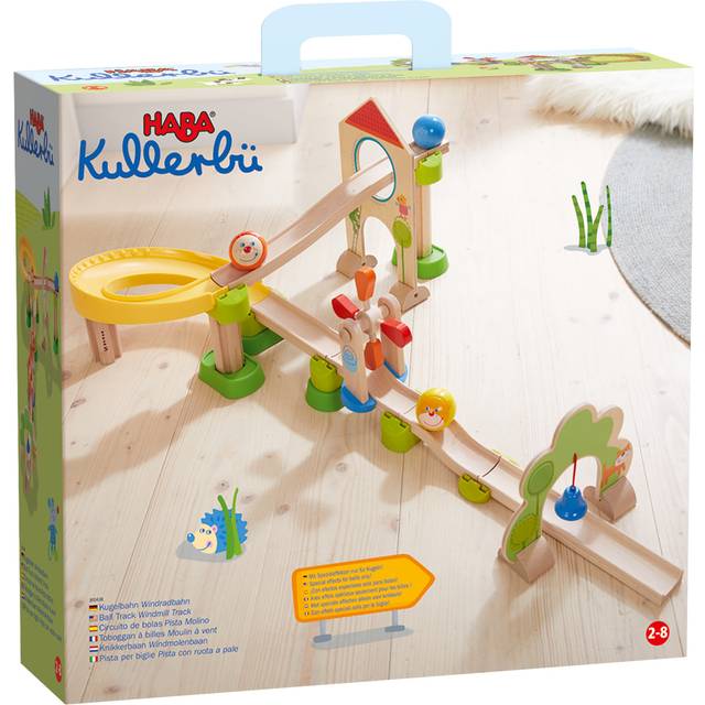 HABA Kullerbu Windmill Playset - 25 Piece Ball Track Starter Set with Special Effects - Ages 2+