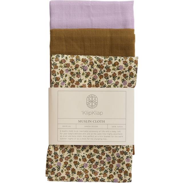 by KlipKlap Muslinfilt - 3-pack - 70x60 - Flower Lilac/Lilac - by KlipKlap - One Size - Muslinfilt