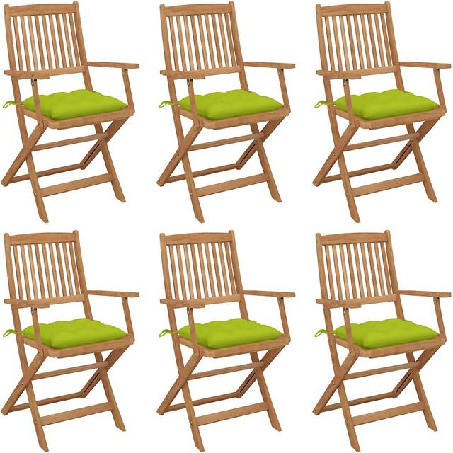 vidaXL Folding Garden Chairs 6 pcs Solid Acacia Wood - Brown