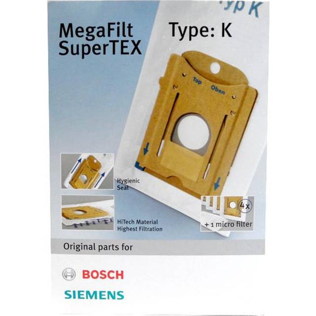Bosch Electroménager BBZ 41 FK typ dammsugarpåsar. K Bosch-BBZ41FK typ. K-4 ersättning MegaFilt SuperTEX + 1 mikrohygieniska filtertillbehör, ABS